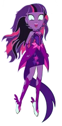 Size: 1952x3981 | Tagged: safe, artist:magister39, derpibooru import, edit, sci-twi, twilight sparkle, equestria girls, friendship games, alternate hairstyle, clothes, dress, fist, inkscape, midnight sparkle, necklace, open mouth, simple background, solo, transparent background, vector