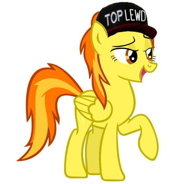 Size: 1024x1087 | Tagged: artist needed, safe, derpibooru import, edit, spitfire, pegasus, pony, /mlp/, baseball cap, bedroom eyes, female, hat, lewd, mare, meme, open mouth, raised hoof, simple background, solo, top gun hat, transparent background