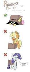 Size: 1440x3400 | Tagged: dead source, safe, artist:jittery-the-dragon, derpibooru import, applejack, fluttershy, rarity, pony, box, eating, hiding, pointless pony tips, pony in a box, silly, silly pony, simple background, transparent background, who's a silly pony, you fail life