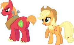 Size: 3586x2189 | Tagged: safe, artist:porygon2z, derpibooru import, applejack, big macintosh, earth pony, pony, brotherhooves social, frown, male, raised hoof, simple background, stallion, transparent background, vector