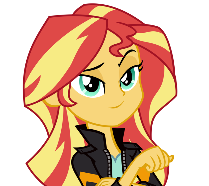 Size: 5165x4593 | Tagged: safe, artist:mlpcompilation, derpibooru import, sunset shimmer, equestria girls, friendship games, absurd resolution, clothes, leather jacket, raised eyebrow, simple background, smirk, solo, transparent background, vector