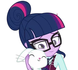 Size: 3742x3375 | Tagged: safe, artist:mlpcompilation, derpibooru import, angel bunny, sci-twi, twilight sparkle, equestria girls, friendship games, clothes, crystal prep academy, crystal prep academy uniform, crystal prep shadowbolts, cute, glasses, magic capture device, school uniform, simple background, transparent background, vector