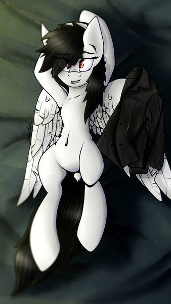 Size: 2160x3840 | Tagged: safe, artist:maxrubio, derpibooru import, oc, oc:revi stiletto, unofficial characters only, pegasus, pony, body pillow, clothes, leather jacket, red eyes, solo