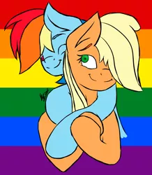 Size: 3400x3900 | Tagged: safe, artist:grafikfehler, derpibooru import, applejack, rainbow dash, appledash, female, lesbian, lovewins, pride, shipping