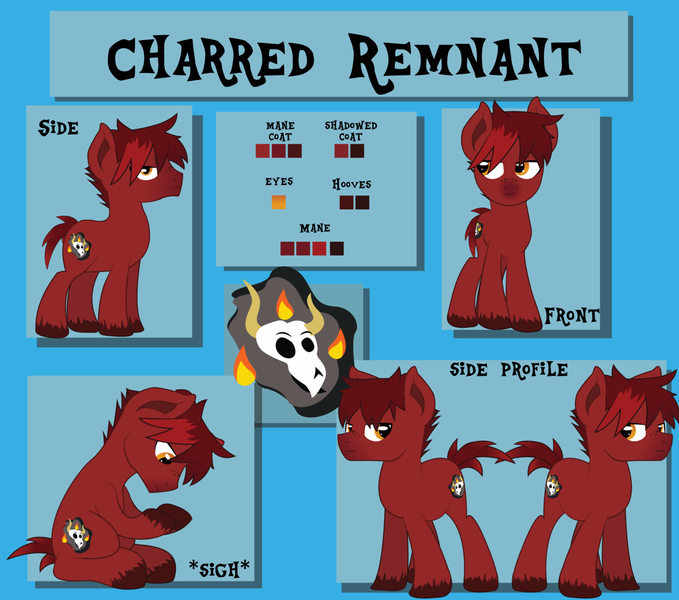 Size: 1600x1414 | Tagged: safe, artist:mr-chaoz, derpibooru import, oc, oc:charred remnant, unofficial characters only, cutie mark, male, reference sheet, solo