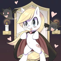 Size: 2000x2000 | Tagged: safe, artist:aryanne, derpibooru import, oc, oc:aryanne, unofficial characters only, bat, pony, vampire, aryan, aryan pony, aryanbetes, belly button, bipedal, bleh, blonde, candle, cape, clothes, cute, eyes closed, fangs, female, heart, high res, mirror, nazi, nazipone, open mouth, rawr, smiling, solo, sparkles, sparkling, swastika, xd