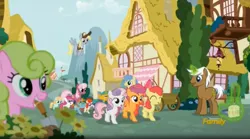 Size: 1667x924 | Tagged: safe, derpibooru import, screencap, apple bloom, cheerilee, daisy, derpy hooves, flower wishes, goldengrape, little red, mochaccino, peach fuzz, rare find, scootaloo, sir colton vines iii, snails, snips, sweetie belle, twist, earth pony, pegasus, pony, unicorn, crusaders of the lost mark, colt, cutie mark crusaders, female, filly, magic, male, mare, stallion, telekinesis, the cmc's cutie marks