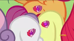 Size: 1920x1080 | Tagged: apple bloom, butt bump, butt to butt, butt touch, crusaders of the lost mark, cutie mark, cutie mark crusaders, derpibooru import, it happened, safe, scootaloo, screencap, sweetie belle, the cmc's cutie marks
