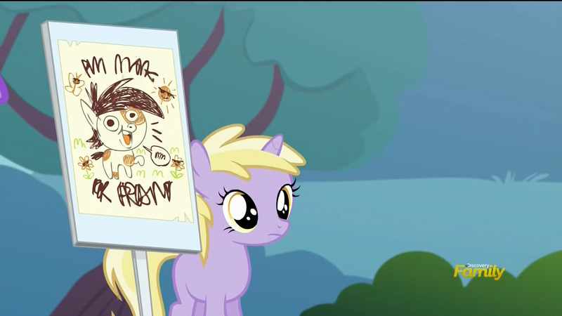 Size: 1920x1080 | Tagged: crusaders of the lost mark, derpibooru import, dinky hooves, frown, poster, safe, screencap, sign, solo, vote for pip