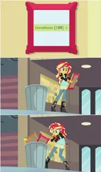 Size: 556x939 | Tagged: safe, derpibooru import, diamond tiara, sunset shimmer, crusaders of the lost mark, equestria girls, my past is not today, exploitable meme, into the trash it goes, meme, tiarabuse, trash can