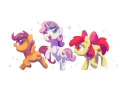 Size: 2160x1620 | Tagged: apple bloom, artist:dawnfire, colored pupils, crusaders of the lost mark, cutie mark crusaders, derpibooru import, happy, safe, scootaloo, simple background, sparkles, sweetie belle, the cmc's cutie marks, transparent background, wink