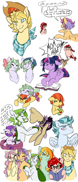 Size: 849x1970 | Tagged: safe, artist:skitea, derpibooru import, twilight sparkle, twilight sparkle (alicorn), oc, oc:andromeda, oc:astral thunder, oc:cherry pie, oc:crab apple, oc:crabapple, oc:entrophy, oc:honeycrisp, oc:mix 'n match, oc:tanzanite, oc:zap apple, unofficial characters only, alicorn, dracony, hybrid, pony, female, floppy ears, gay, interspecies offspring, male, mama twilight, mare, oc x oc, offspring, parent:braeburn, parent:cheese sandwich, parent:discord, parent:flash sentry, parent:fleetfoot, parent:fluttershy, parent:pinkie pie, parent:rainbow dash, parent:rarity, parent:soarin', parent:spike, parent:twilight sparkle, parents:braedash, parents:cheesepie, parents:discoshy, parents:flashlight, parents:soarinfoot, parents:sparity, shipping