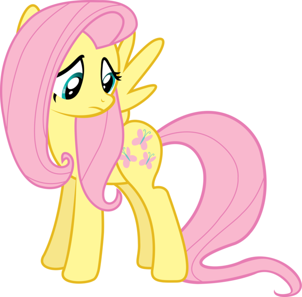 Size: 9479x9320 | Tagged: safe, artist:xhalesx, derpibooru import, fluttershy, pegasus, pony, magical mystery cure, .svg available, absurd resolution, female, frown, looking back, mare, simple background, solo, spread wings, transparent background, vector, white background, wings, worried