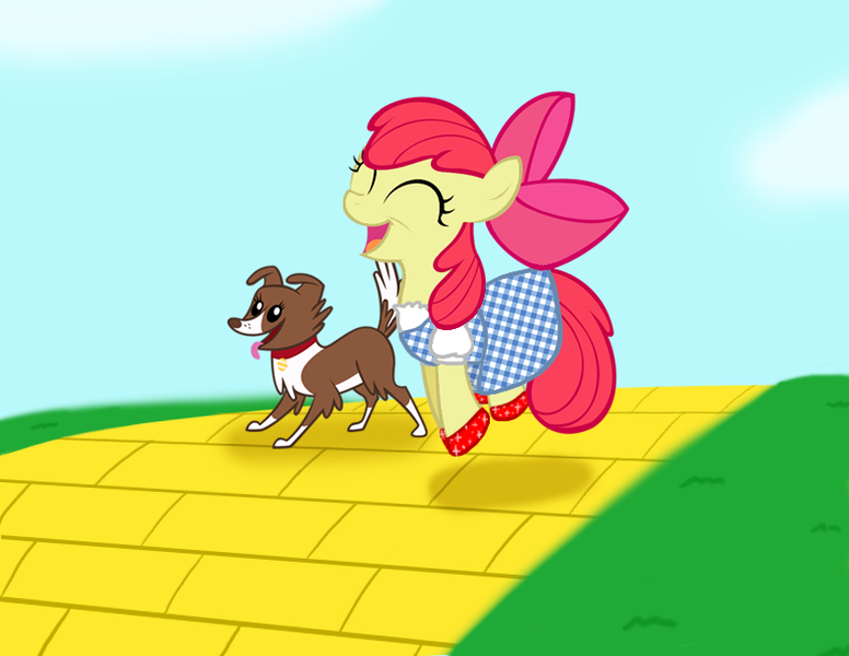 Size: 792x612 | Tagged: apple bloom, artist:poppun, cute, derpibooru import, dorothy gale, safe, the wizard of oz, winona