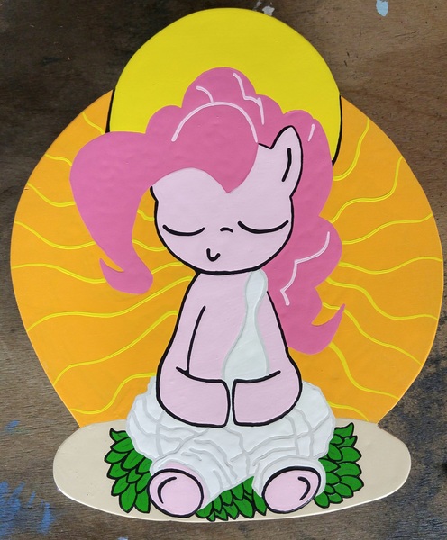 Size: 2358x2852 | Tagged: artist:adog0718, buddhism, derpibooru import, meditation, pinkie pie, safe, solo, woodcut