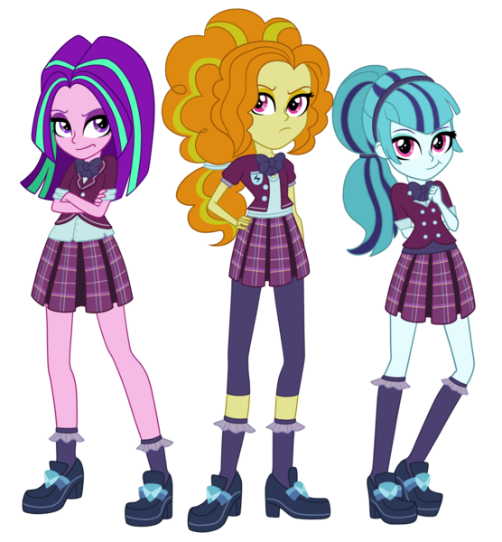 Size: 1800x1944 | Tagged: safe, artist:thecheeseburger, derpibooru import, adagio dazzle, aria blaze, sonata dusk, equestria girls, friendship games, accessory swap, bowtie, clothes, clothes swap, crossed arms, crystal prep academy, crystal prep academy uniform, crystal prep shadowbolts, group, hand on hip, pleated skirt, school uniform, simple background, skirt, the dazzlings, transparent background, trio, vector