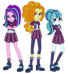 Size: 1800x1944 | Tagged: safe, artist:thecheeseburger, derpibooru import, adagio dazzle, aria blaze, sonata dusk, equestria girls, friendship games, accessory swap, bowtie, clothes, clothes swap, crossed arms, crystal prep academy, crystal prep academy uniform, crystal prep shadowbolts, group, hand on hip, pleated skirt, school uniform, simple background, skirt, the dazzlings, transparent background, trio, vector