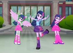 Size: 831x600 | Tagged: safe, derpibooru import, screencap, twilight sparkle, twilight sparkle (alicorn), equestria girls, 3d, 3d model, armpits, boots, fall formal outfits, gameloft, high heel boots, image, multeity, png, ponied up, sparkle sparkle sparkle, twilight ball dress, wings