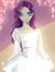 Size: 1789x2345 | Tagged: artist:my-magic-dream, derpibooru import, female, flower, flower in hair, human, humanized, looking at you, rarity, safe, solo