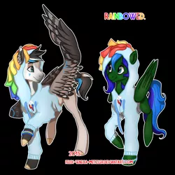 Size: 1000x1000 | Tagged: safe, artist:meowcephei, derpibooru import, rainbow dash, oc, unofficial characters only, pegasus, pony, clothes, sweater