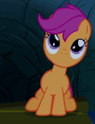 Size: 340x440 | Tagged: animated, cropped, cute, derpibooru import, edit, edited screencap, i have no mouth and i must scream, loop, no mouth, parody, reference, safe, scootaloo, screencap, sleepless in ponyville, super mario bros., super mario bros. 3