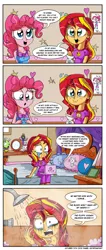 Size: 1000x2355 | Tagged: safe, artist:daniel-sg, derpibooru import, pinkie pie, sunset shimmer, equestria girls, 4koma, :3, accidental cannibalism, azumanga daioh, chuck, clothes, comic, crossing the line twice, crying, dark comedy, ghostbusters, hammer and sickle, implied cannibalism, marshmallow, pajamas, panty and stocking with garterbelt, running makeup, shower, shower of angst, star vs the forces of evil, stay puft marshmallow man, wand, watchmen, wide eyes