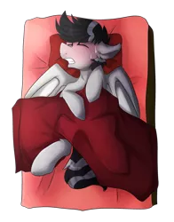 Size: 2131x2713 | Tagged: artist:oddends, bed, commission, derpibooru import, dream, nightmare, oc, oc:thunder wave, safe, unofficial characters only, vampony