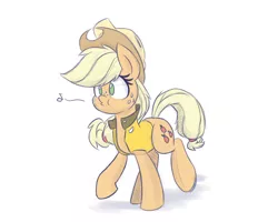 Size: 1000x800 | Tagged: applejack, artist:heir-of-rick, clothes, daily apple pony, derpibooru import, hard hat, hat, safe, sketch, solo, vest, whistling