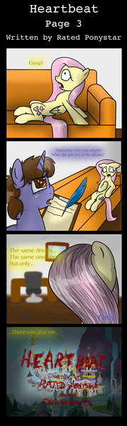 Size: 992x3330 | Tagged: safe, artist:meownimator, derpibooru import, fluttershy, oc, pegasus, pony, unicorn, comic:heartbeat, canterlot, chair, clipboard, comic, couch, psychiatrist, quill