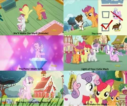 Size: 1280x1077 | Tagged: apple bloom, crusaders of the lost mark, cutie mark, cutie mark crusaders, derpibooru import, diamond tiara, dinky hooves, lens flare, liza doolots, petunia, pipsqueak, ponyville schoolhouse, ruby pinch, safe, school, scootaloo, sun, sweetie belle, the cmc's cutie marks, tootsie flute, youtube link