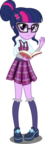 Size: 1435x4500 | Tagged: safe, artist:xebck, derpibooru import, sci-twi, twilight sparkle, equestria girls, friendship games, book, clothes, crystal prep academy, crystal prep academy uniform, crystal prep shadowbolts, glasses, looking at you, pleated skirt, school uniform, simple background, skirt, solo, transparent background, vector