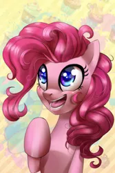 Size: 1024x1536 | Tagged: artist:neyla-the-lioness, cute, derpibooru import, happy, open mouth, pinkie pie, safe, smiling, solo