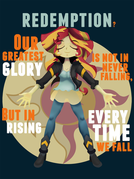 Size: 900x1200 | Tagged: safe, artist:lima-hibiki, derpibooru import, sunset shimmer, equestria girls, friendship games, quote, redemption, smiling, sunset