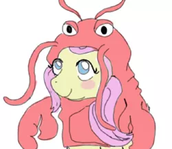 Size: 716x621 | Tagged: safe, artist:rocketp0ne, derpibooru import, fluttershy, lobster, clothes, costume