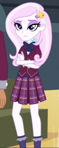 Size: 360x892 | Tagged: safe, derpibooru import, screencap, fleur-de-lis, equestria girls, friendship games, background human, clothes, cropped, crystal prep academy uniform, cute, fleurabetes, plaid skirt, pleated skirt, school uniform, skirt, solo focus, unamused