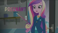 Size: 1440x810 | Tagged: safe, derpibooru import, screencap, princess cadance, equestria girls, friendship games, dean cadance, pregnant, solo