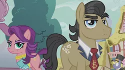 Size: 1366x768 | Tagged: animation error, crusaders of the lost mark, derpibooru import, displeased, filthy rich, glare, ponet, safe, screencap, spoiled rich, spoilthy