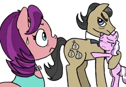 Size: 630x436 | Tagged: safe, artist:rocketp0ne, derpibooru import, diamond tiara, filthy rich, spoiled rich, earth pony, pony, crusaders of the lost mark, consoling, crying, divorce, equestria's best father, equestria's worst mother, father and child, father and daughter, female, filly, male, mare, mother and child, mother and daughter, scowl, spoiled bitch, spoiled rich drama, spoilthy, stallion, sweatdrop, tiaralove