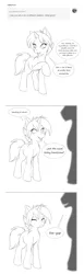 Size: 600x1955 | Tagged: safe, artist:peridotkitty, derpibooru import, oc, oc:valkyrie (zebracorn), unofficial characters only, pony, unicorn, ask, female, implied big macintosh, implied sex, mare, monochrome, offscreen character, prostitute, prostitution, question, tumblr