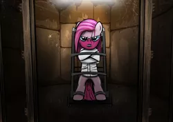 Size: 1500x1062 | Tagged: artist:dan232323, derpibooru import, hannibal lecter, parody, pinkamena diane pie, pinkie pie, semi-grimdark, silence of the lambs, solo