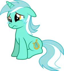Size: 600x670 | Tagged: safe, artist:kyrospawn, derpibooru import, lyra heartstrings, pony, unicorn, crying, cute, female, frown, lidded eyes, lyrabetes, mare, sad, sadorable, simple background, sitting, solo, transparent background, vector, wavy mouth