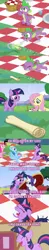 Size: 665x3366 | Tagged: a canterlot wedding, afhv, afv, america's funniest home videos, caption, derpibooru import, edit, edited screencap, fluttershy, image macro, impact font, lesson zero, meme, picnic, pinkie pie, rainbow dash, rarity, safe, screencap, scroll, spike, the cutie mark chronicles, twilight sparkle