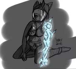 Size: 1785x1631 | Tagged: safe, artist:heroes-heaven, derpibooru import, twilight sparkle, anthro, unicorn, clothes, crying, crystal, crystalline, glow, grayscale, metal gear solid, metal gear solid 5, monochrome, neo noir, pain, partial color, punished snake, reference, torn clothes, venom snake