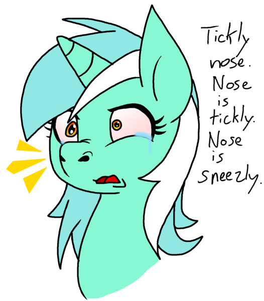 Size: 1528x1744 | Tagged: artist needed, safe, derpibooru import, lyra heartstrings, pony, unicorn, allergies, crying, cute, female, humor, nose wrinkle, nostril flare, nostrils, pre sneeze, red eyes, sneezing, sneezy, snout, solo