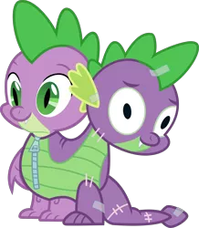 Size: 2704x3097 | Tagged: artist:timelordomega, clothes, costume, derpibooru import, dragon, dragon costume, nightmare night, nightmare night costume, safe, scare master, simple background, solo, spike, transparent background, two-headed dragon, two heads, vector