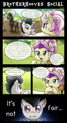 Size: 1500x2758 | Tagged: safe, artist:vavacung, derpibooru import, cloudchaser, rosetta, rumble, thunderlane, pegasus, pony, brotherhooves social, colt, comic, crying, cute, daaaaaaaaaaaw, dialogue, inequality, jewelry, male, necklace, pearl necklace, rumblebetes, sad, speech bubble, unfair