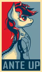 Size: 900x1537 | Tagged: artist:ignis, cyborg, derpibooru import, fallout equestria, fallout equestria: project horizons, hope poster, level 2 (project horizons), oc, oc:blackjack, prosthetic limb, safe, unofficial characters only