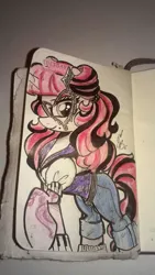 Size: 648x1152 | Tagged: artist:ponygoddess, clothes, derpibooru import, jeans, mask, monster high, operetta, ponified, safe, tattoo