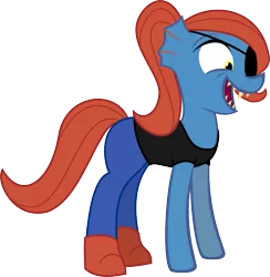 Size: 803x823 | Tagged: artist:derjuin, derpibooru import, ponified, safe, simple background, solo, transparent background, undertale, undyne