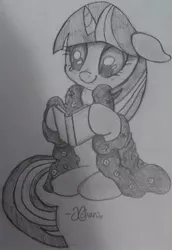 Size: 1330x1936 | Tagged: artist:xchan, blanket, book, cute, derpibooru import, monochrome, pencil drawing, reading, safe, solo, traditional art, twilight sparkle